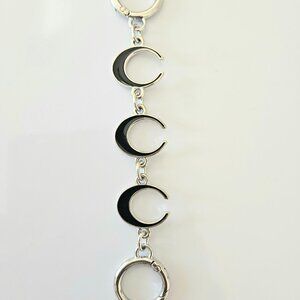 Handbag Purse Chain Handle Strap Crossbody Extender "C' - Silver Tone/Black